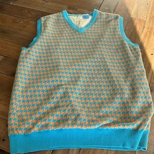 PRX Sz Med. Pivot Rules Performance Blue Orange Houndstooth Pullover Golf Vest